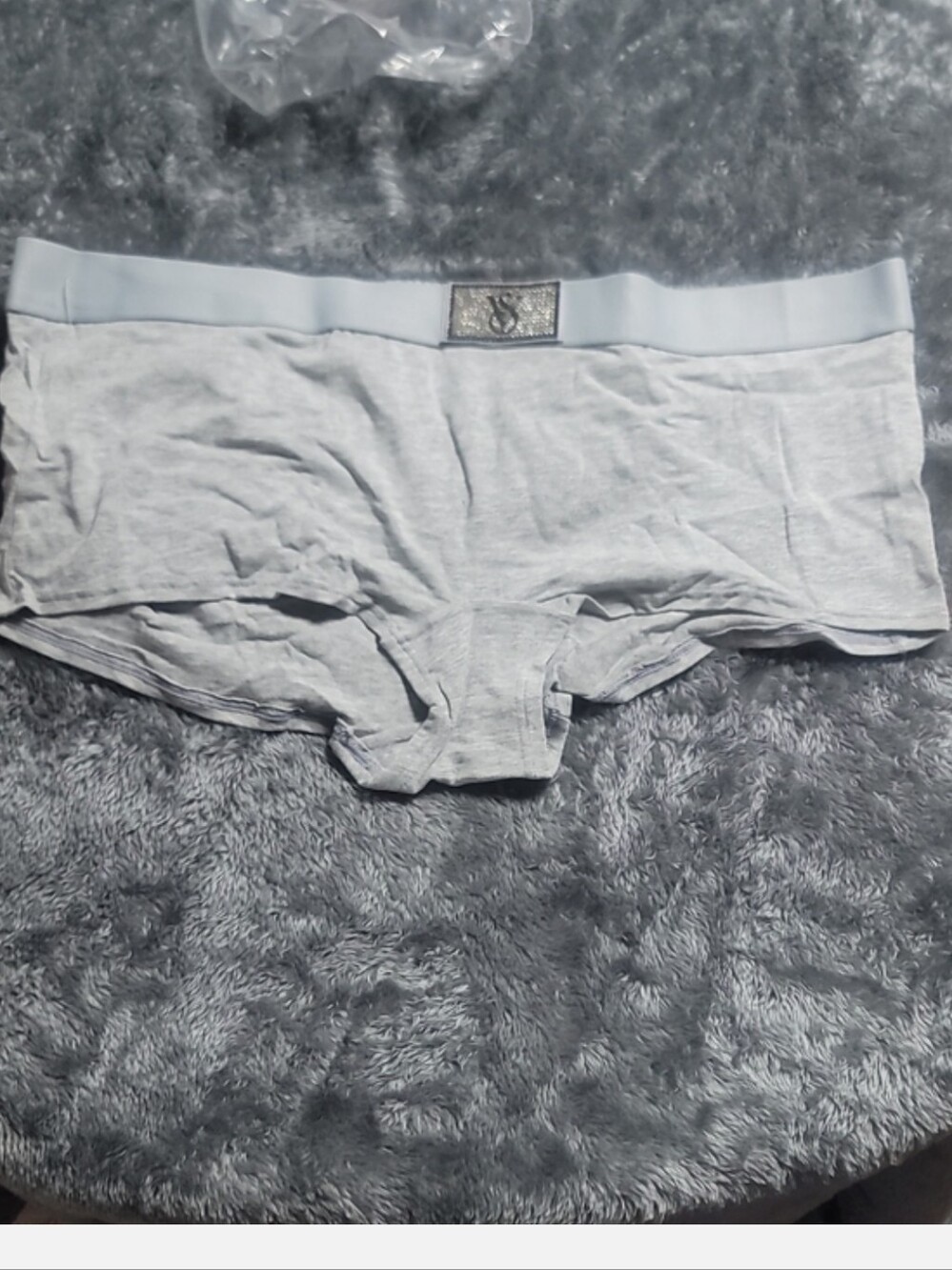 Victoria's secret shine patch logo cotton boyshort panty HEATHER GREY